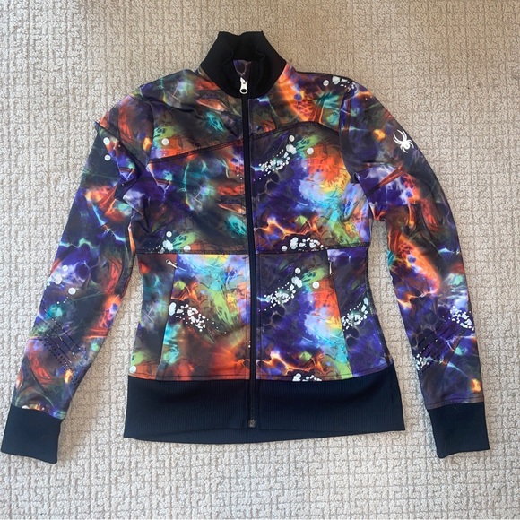 Spyder Womens Sz XXS Long Sleeve Full Zip Cosmic Stretch Activewear Scuba Jacket - Picture 2 of 12